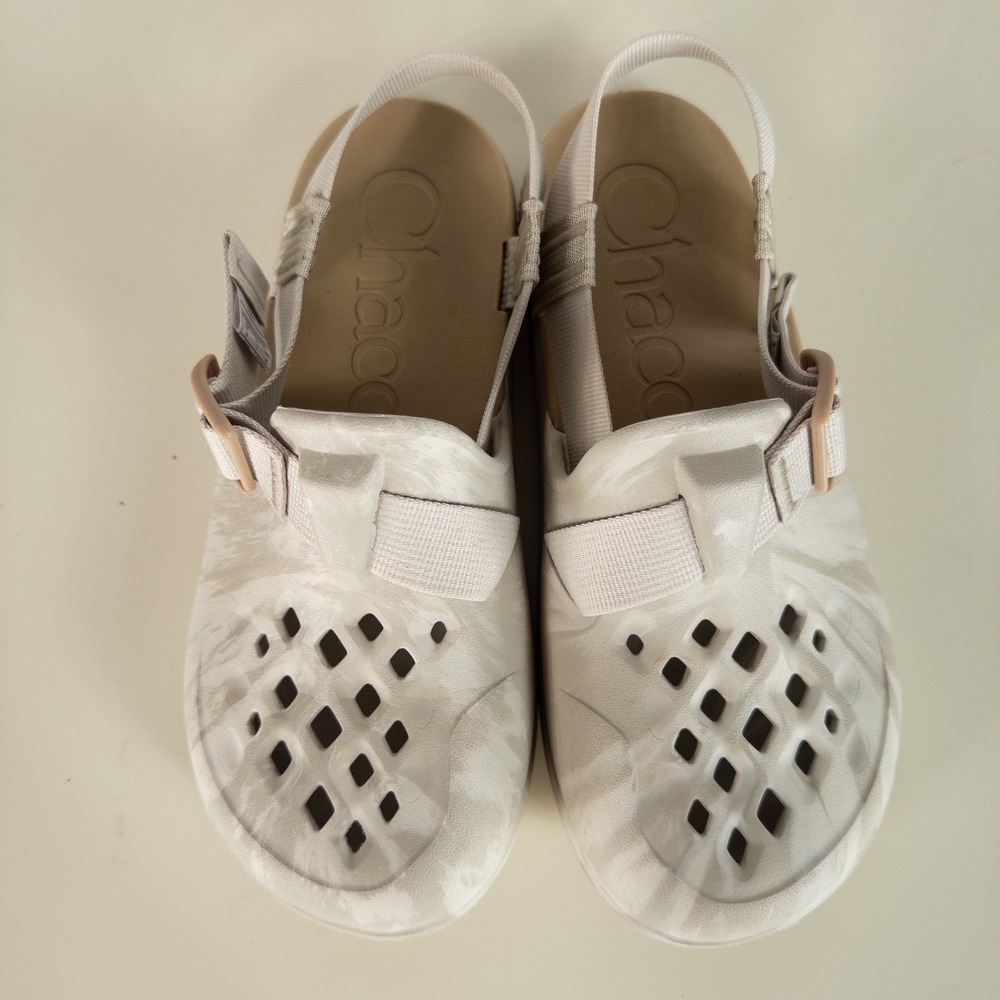 Chaco Womens Chillos Clogs Size 9 Bone Marbled Adjustable Strap Comfort Sandals - Picture 2 of 9